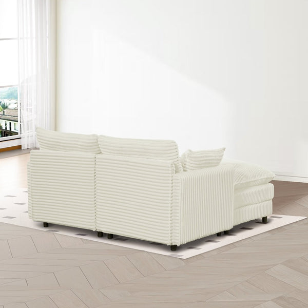 English Elm 148-inch Seven Piece U-shaped Sectional with Console Cloud Foam Living Room Sofa W2564S00085