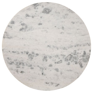 English Elm Feast 46" Round Marble Dining Table with Fluted Mango Wood Base — Elegant White Top, Natural Finish B062S00856