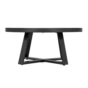 English Elm D39.5x18" Round Coffee Table Black — Modern Overlapping Cross-Leg Frame, Durable Accent Table for Living Rooms W2078P291770