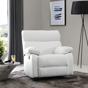 English Elm Contemporary PU White Rocker Recliner Chair — Compact 38"H x 37"W x 39"D, Padded Arms, Smooth Rocking Motion, Perfect for Small Spaces B078108292