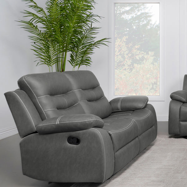 English Elm Kenneth Dark Grey Reclining Loveseat with Tufted Upholstery, Pillowtop Arms & Contrast Stitching B062P353278