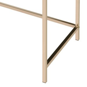 English Elm Black Black High Gloss and Gold Two-Drawer Writing Desk with Sleek Gold Legs, Ample Storage, Modern Elegance B062P184559