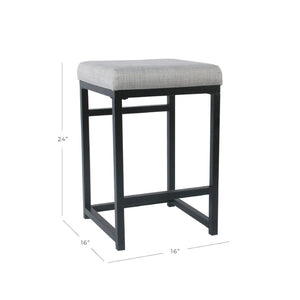 English Elm Open Back Counter Stool Powder Coated Frame Padded Woven Seat for Kitchen Bar B056P417124