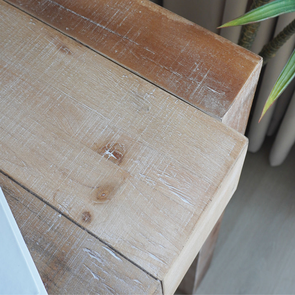 English Elm Modern Rustic 71" Console Table with Sculpted Block Apron, Narrow 15" Depth for Hallway & Foyer Elegance W2729P239169