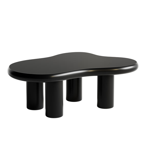 English Elm 46.06" Cloud Coffee Table with Creamy Baking Finish, Cute Curved Corners, Sturdy Legs, Cozy Appeal Black W2853S00067