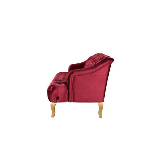 English Elm Comfy Velvet Tufted Three Seat Sofa with Rolled Arms Mid Century Modern Living Room Wine Red N760P178601J