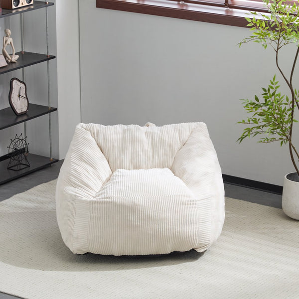 English Elm Christopher Knight Home® - Olbia Beige Faux Fur Bean Bag Chair — Compact Sofa-Style Armchair, Shredded Memory Foam Comfort N775P265556B