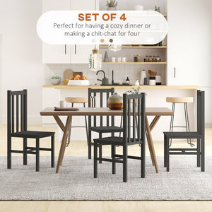 English Elm Homcom Farmhouse Armless Dining Chairs Set Of 4 - Rustic Black Slat Back Design, Space-Saving Comfort W2225P173889