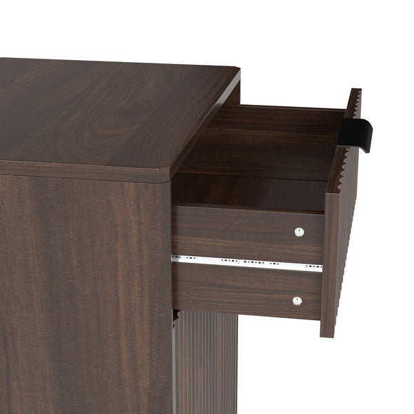 English Elm 10-Gallon Woodgrain Tilt-Out Trash Cabinet with Wave-Texture Drawer, Industrial Metal Accents, Space-Saving Organizer for Kitchen Bath Living Room Walnut W2557P319051