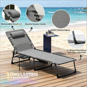English Elm Adjustable Outdoor Chaise Lounge Set with Mesh Fabric Steel Frame and Removable Cushions T3971P506100