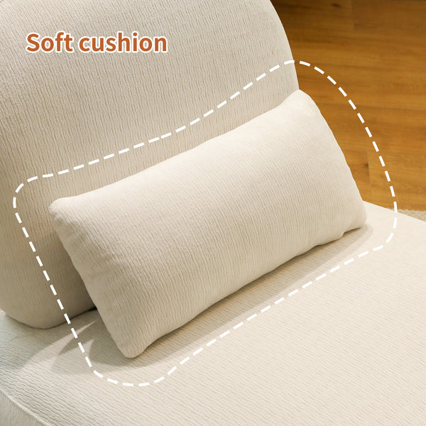 English Elm Cute Velvet Accent Chair with Solid Wood Legs, Armless Cozy Reading Seat for Living Room Comfort White W2105P379654