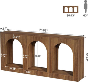 English Elm 2-tier Industrial Console Table Rustic Wood and Black Metal Frame Entryway Sofa T3971P463499