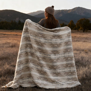 English Elm 1-piece King Jacquard Cotton Blend Blanket Aztec Woven Soft Breathable Bedroom Layer Multi B035P437492