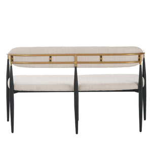 English Elm Metal Boucle Settee Loveseat with Sculptural Toothpick Legs for Modern Living Spaces Beige,Black+Gold N771P247148A