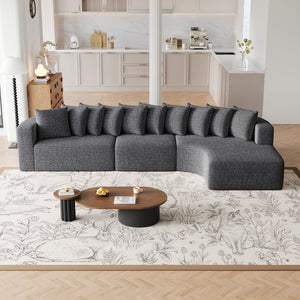 English Elm 131.1-inch Chenille Cloud Sectional with Memory Foam Cushions and 10 Plush Pillows W3505S00015