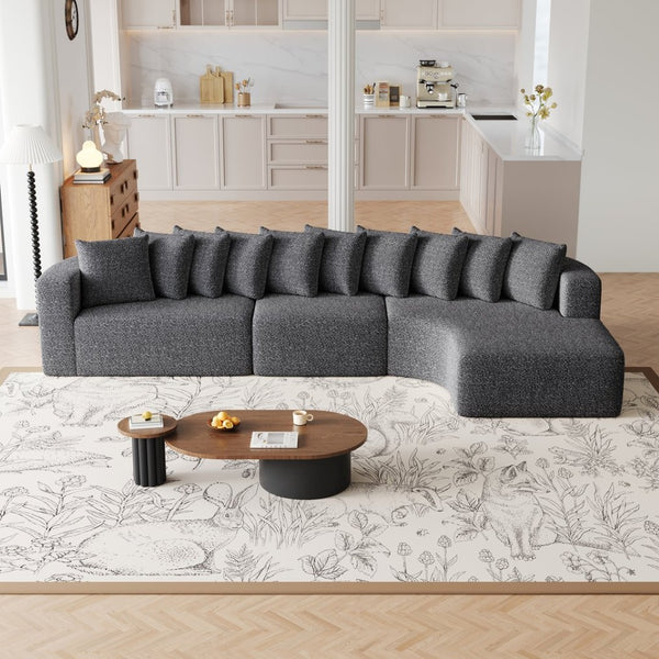 English Elm 131.1-inch Chenille Cloud Sectional with Memory Foam Cushions and 10 Plush Pillows W3505S00015