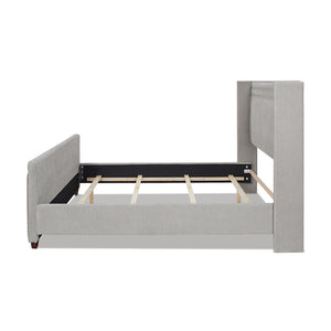 English Elm Jennifer Taylor Home - Elle Wingback Upholstered King Bed in Silver Grey Polyester — Handcrafted Hardwood Frame, Nailhead Trim, Luxurious Support B2719P245936