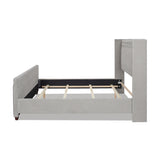 English Elm Elle Wingback Upholstered King Bed, Silver Grey Polyester