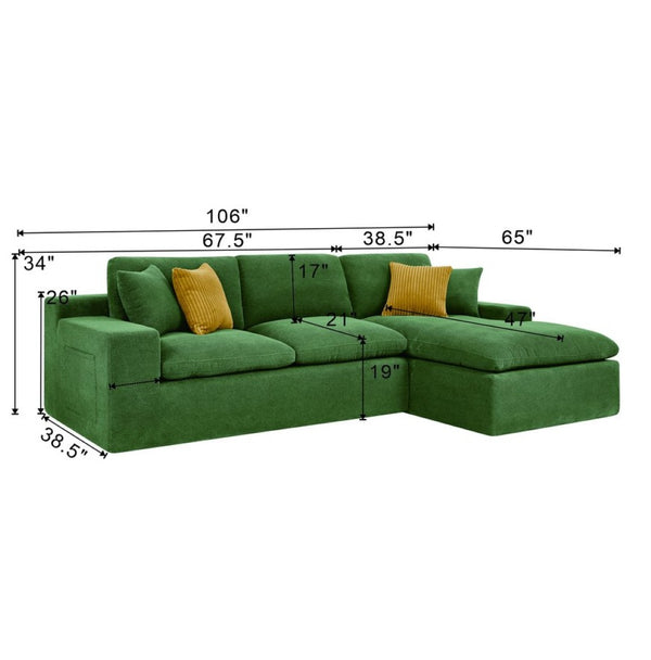 English Elm Cloud Sectional Sofa High Density Foam Deep Seat Upholstered Modern Living Room W5568S00004