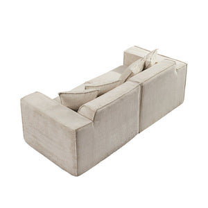 English Elm 78.74" Modular Sectional Sofa with Corduroy Upholstery, High-Density Foam Comfort, Modern Compact Couch W1036S00061