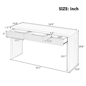 English Elm TREXM Rustic Console Table with Fluted Drawers, Solid Wood Veneer Entryway Table, 60.6"L x 18.9"W Black N715P290573B