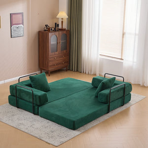 English Elm Floor Couch Convertible Sofa Bed With Pillow Back Support - Comfy Corduroy Lounge For Small Spaces W3723P345018