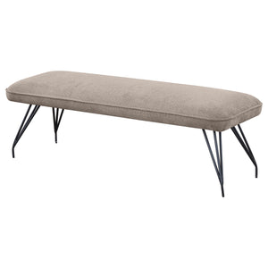 English Elm Kailea Taupe Upholstered Dining Bench with Plush Foam Seating, Vintage Hairpin Legs for Small Spaces B062P299824