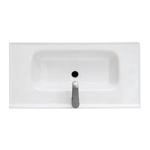 English Elm 32" Modern Bathroom Vanity with White Ceramic Seamless Sink, Textured Aluminum Faucet, Durable Hinges and Open Iron Shelf for Stylish Storage Natural W688P224389