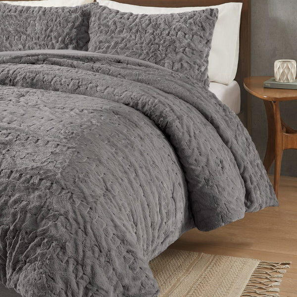 English Elm Full/Queen Blair Ruched Faux Fur Down Alternative Comforter Set – Luxurious Hypoallergenic OEKO‑TEX Bedding Ensemble Grey 11.02 L x 18.31 W x 10.24 H B035129367
