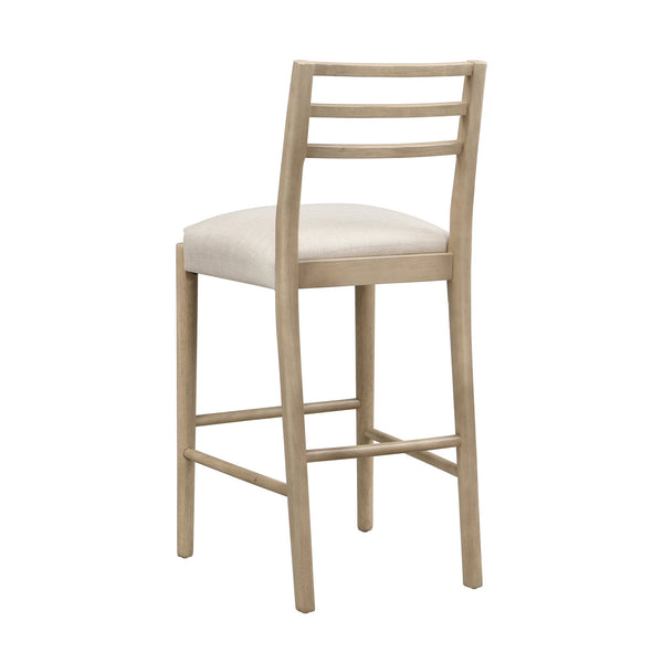 English Elm Christopher Knight Home® - BAR STOOL ladder-back farmhouse set of 2 with upholstered rubberwood seats, tapered legs, timeless charm Beige N771P339875A