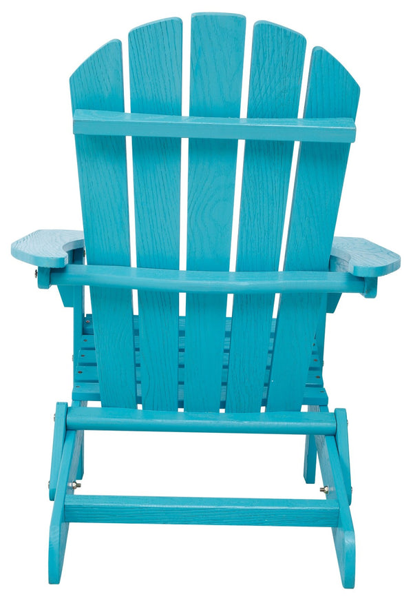 English Elm Embossed Hemlock Adirondack Folding Chair Solid Wood Grain Patio Seat for Outdoor Decks Turquoise Blue W1390P462258
