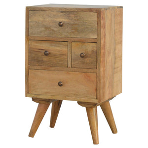 English Elm Solid Mango Wood Four Drawer Nightstand Handcrafted Nordic Bedside Storage Organizer B182P280766