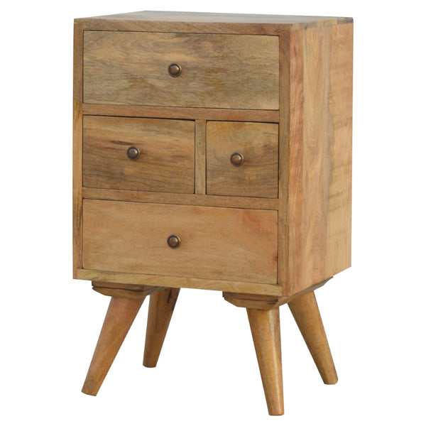English Elm Solid Mango Wood Four Drawer Nightstand Handcrafted Nordic Bedside Storage Organizer B182P280766