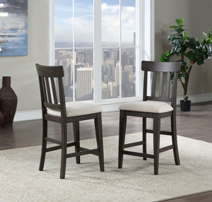 English Elm Steve Silver - Napa Counter Height 9-Piece Dining Set Dark Brown – Expandable to 108" with Upholstered Slat Chairs B081S00297