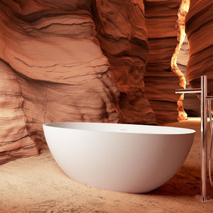 English Elm 65" Stone Resin Freestanding Soaking Tub Ergonomic Spa Bathtub Matte Finish Cupc W1920P385625