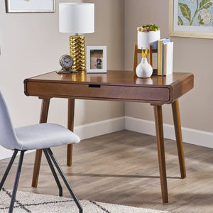 English Elm Christopher Knight Home® - Writing Mid-Century Modern Desk with Large Drawer & Rubberwood Legs, 40" Workspace, Sleek Storage and Stability Brown N770P323357B