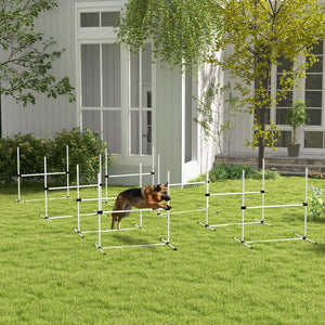 English Elm PawHut Dog Agility Training Set — 8 Adjustable Jump Bars with Portable Carry Bag for Easy Practice White W2225P217630