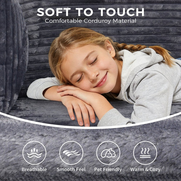 English Elm 100" Corduroy L-shaped Sectional with Deep Foam Seats Modular Living Room Couch T5880S00006