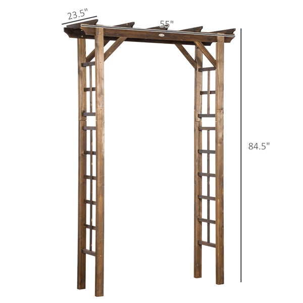 English Elm Outsunny Carbonized Fir Wood Garden Arbor Arch with Lattice Roof for Climbing Vines W2225P174431