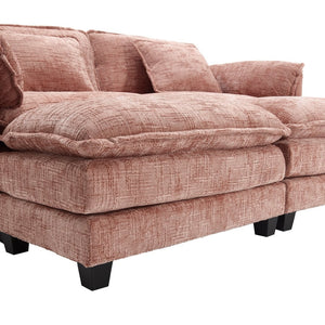 English Elm United Cozy Chenille Two-Seat Sofa With Detachable Armrests, Footstools, And Side Pockets For Comfort W1568S00139-GIGA