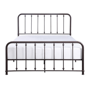 English Elm Classic Queen Platform Bed with Curved Headboard and Ball Accent Detailing, Dark Bronze Metal Frame Antique Bronze 66 L x 38.5 W x 3.75 H B011P263747