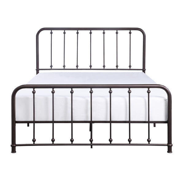 English Elm Classic Queen Platform Bed with Curved Headboard and Ball Accent Detailing, Dark Bronze Metal Frame Antique Bronze 66 L x 38.5 W x 3.75 H B011P263747