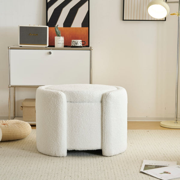 English Elm Christopher Knight Home® - Cozy Boucle Storage Ottoman with Plush Lamb Fleece, Hidden Compartment, Sturdy 250 lb Capacity White N769P199879W