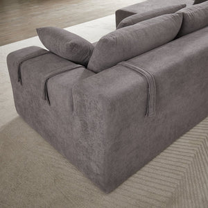 English Elm Modern Chenille Upholstered Sectional Sofa Set - 108" L Shaped Couch With 6 Pillows For Living Room W834S00400