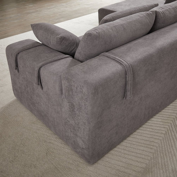 English Elm Modern Chenille Upholstered Sectional Sofa Set - 108" L Shaped Couch With 6 Pillows For Living Room W834S00400