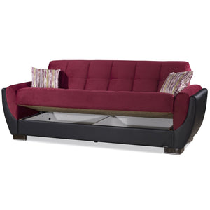 English Elm Primenest Skyhaven Convertible Upholstered Sofabed With Storage – Burgundy Microfiber, Compact Comfort B030P286503-GIGA