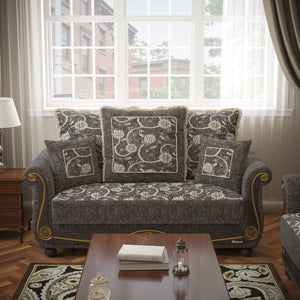English Elm PrimeNest Timeberline Collection Upholstered Convertible Loveseat with Storage, Chenille Sleeper Sofa Foldout Gray+ Flower B030P281788