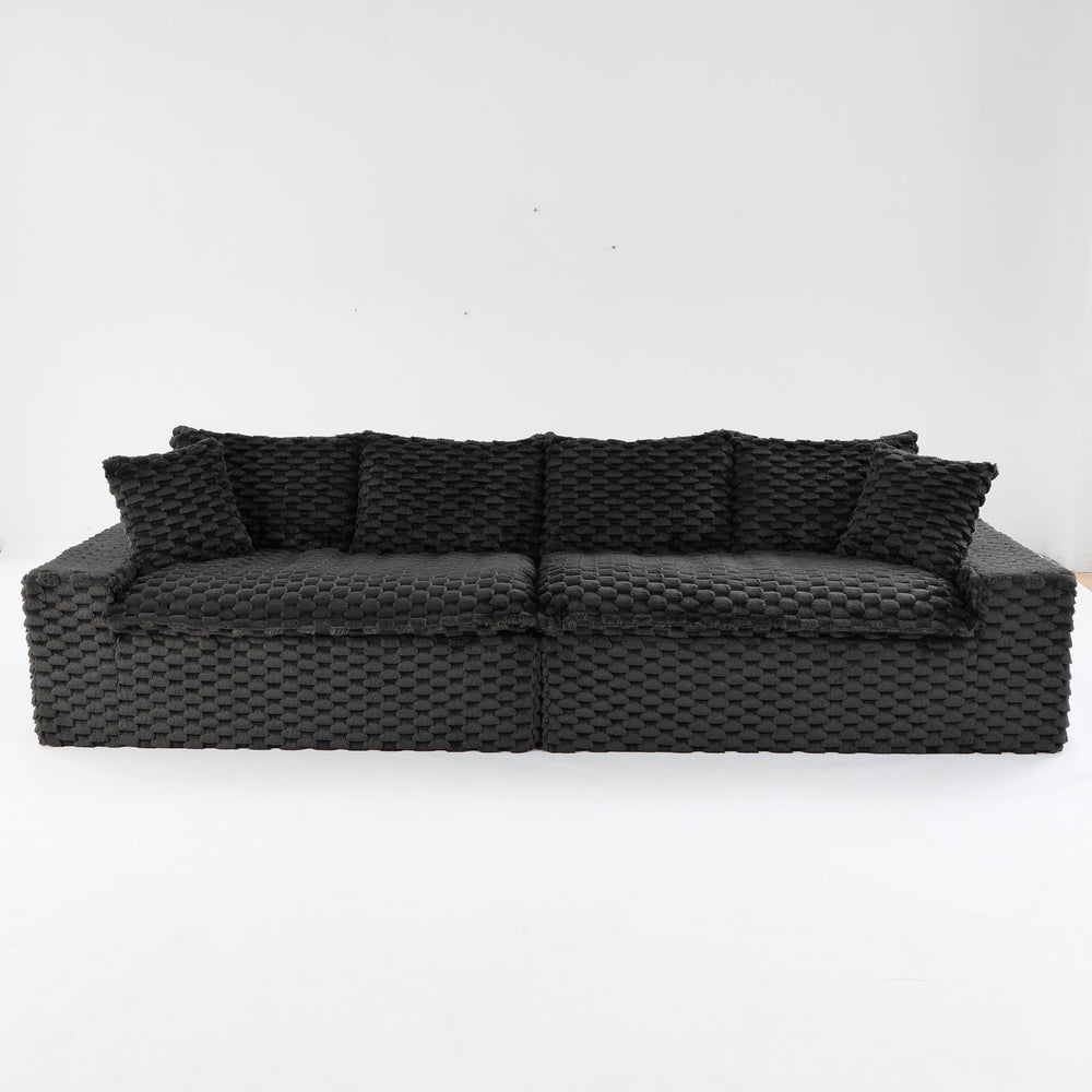 English Elm Luxury Turtle Velvet Multifunctional Sofa - Modular 4-Seat Design, Ergonomic Sponge Cushions, 400lbs Capacity, Stylish Living Room Centerpiece W3371S00035