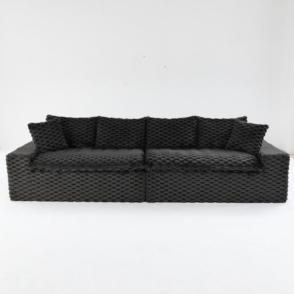 English Elm Luxury Turtle Velvet Multifunctional Sofa - Modular 4-Seat Design, Ergonomic Sponge Cushions, 400lbs Capacity, Stylish Living Room Centerpiece W3371S00035