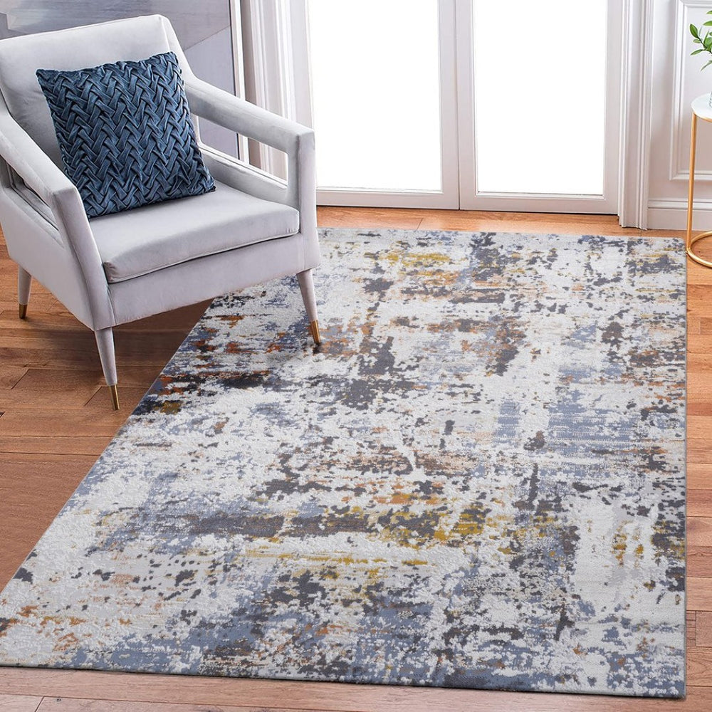 English Elm Payas Collection 8X10 Stylish Ivory And Navy Abstract Area Rug - Durable, Stain Resistant, Modern Design B189P183559-GIGA